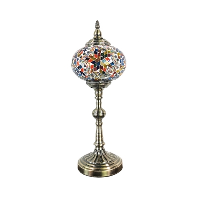 Single Light Spherical Table Lamp Turkish Bronze Stained Glass Night Light for Bar