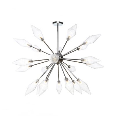 Starburst Design Ceiling Lamp Mid-Century Amber/Clear Glass 9/12/15 Lights Living Room Chandelier Lighting