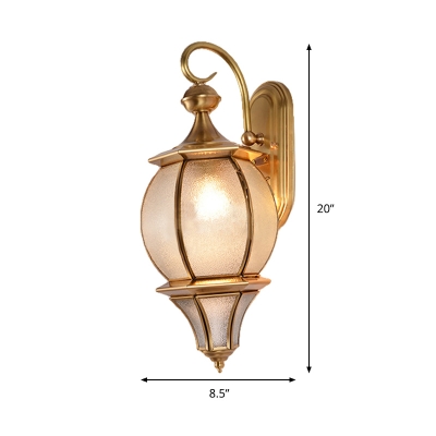 Teardrop Sconce Light Retro Style Water Glass 1 Bulb Curly Arm Wall Lamp in Gold