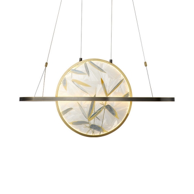 Traditional Oval Hanging Pendant LED Frosted White Glass Suspended Lighting Fixture in Gold