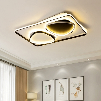 Triangle Acrylic Flush Mount Fixture Contemporary Black LED Ceiling Light in Warm/White Light