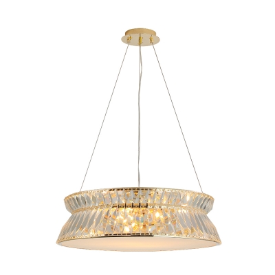 Wide Flare Chandelier Lamp Modernist 4 Bulbs Clear Crystal Suspension Pendant Light