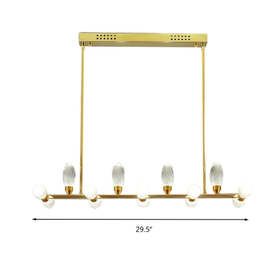 11/14-Bulb Restaurant Chandelier Lighting Gold Pendant Light Fixture with Oval Beveled Crystal Shade, 23.5