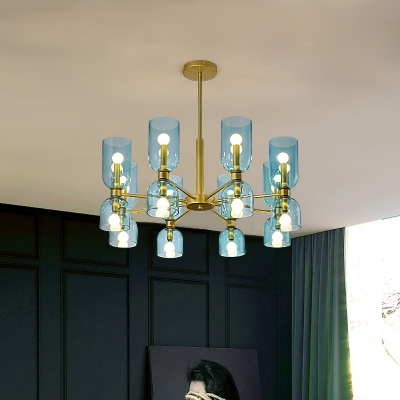 16 Bulbs Starburst Ceiling Chandelier Modernist Metal Hanging Light Fixture in Gold/Black