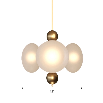 4 Bulbs Kitchen Hanging Chandelier Modern Gold Pendant Light Fixture with Round Frosted Glass Shade