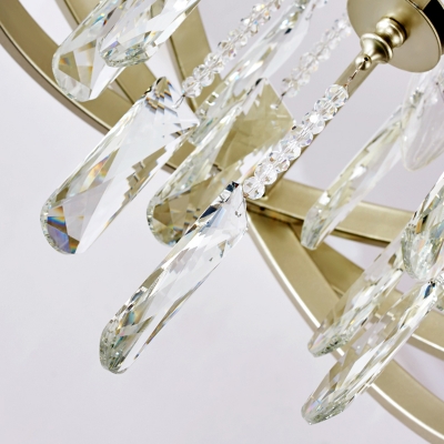 4 Heads Gyro Ceiling Chandelier Traditional Champagne Silver Crystal Block Hanging Ceiling Light