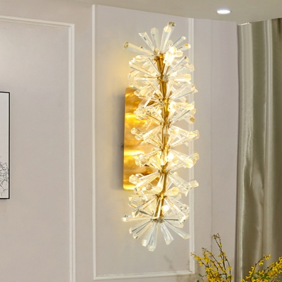 8 Lights Sputnik Wall Sconce Lighting Traditional Gold Clear K9 Crystal LED Wall Light Fixture for Living Room