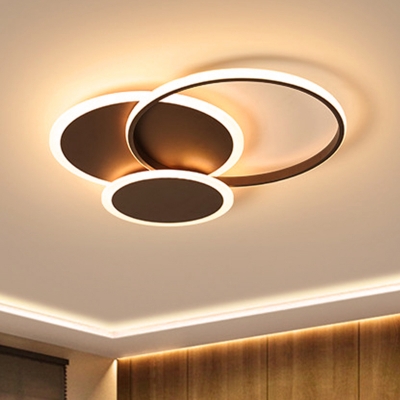 Acrylic Circle Ceiling Lamp Minimalist LED Flush Mount Light in Coffee, 19.5