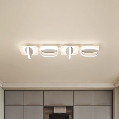 Acrylic Rectangle Ceiling Mounted Light Modern White LED Flush Mount Light in Warm/White Light, 31.5