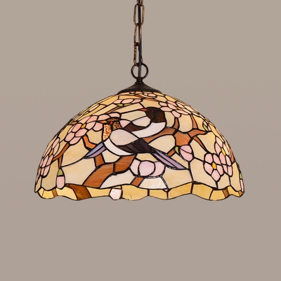 Bird Cut Glass Suspension Pendant Light Mediterranean 1 Light White Drop Lamp for Kitchen
