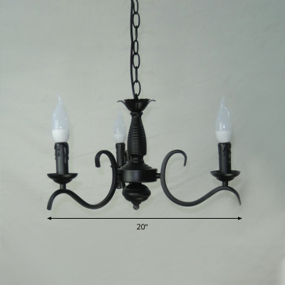 Black Candle Chandelier Lamp Traditional Metal 3/5/6 Heads Living Room Ceiling Hanging Light