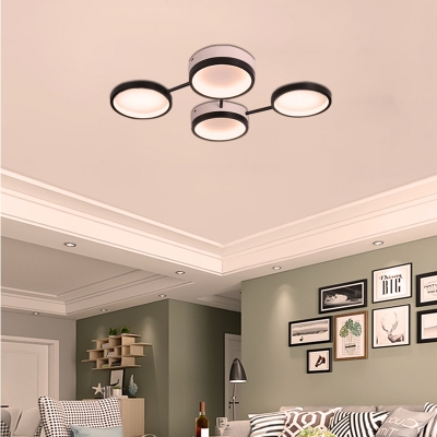 Black Round Ceiling Fixture Contemporary 4/5 Lights Acrylic Flush Mount Lamp in Warm/White Light