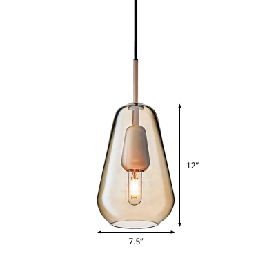 Conical Coffee Glass Suspension Pendant Postmodern 1 Head Hanging Lamp Kit for Dining Room