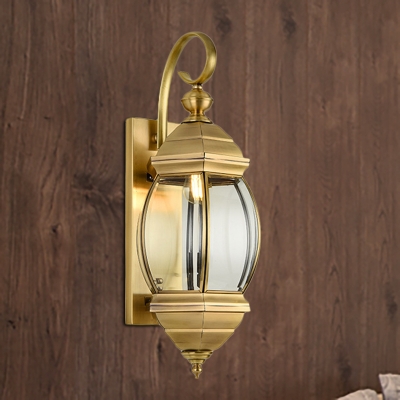 Curved Arm Porch Sconce Light Traditionalism Metal 1/3-Bulb Brass Wall Light Fixture, 7.5