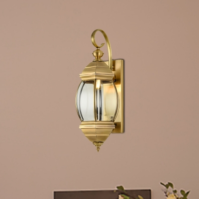 Curved Arm Porch Sconce Light Traditionalism Metal 1/3-Bulb Brass Wall Light Fixture, 7.5