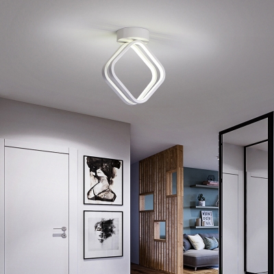 Diamond Flush Mount Lighting Minimalist Acrylic Black/White LED Ceiling Lighting in Warm/White/3 Color Light