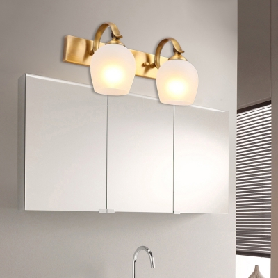 Dome Bathroom Wall Vanity Light Modernism Metal 2/3 Heads Brass Wall Lamp Fixture