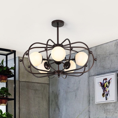 Drum Pendant Chandelier Modernist Metal 5 Heads Coffee Ceiling Hanging Light for Bedroom