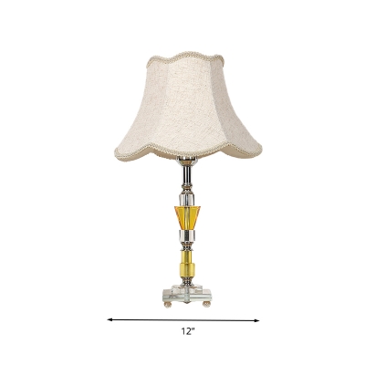 Empire Shade Fabric Night Lamp Traditional Single Bulb Bedroom Table Light in Beige