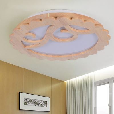 Flower Flushmount Lighting Modern Style Wood LED Beige Ceiling Flush Mount for Living Room