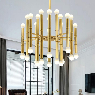 Flute Chandelier Light Mid Century Modern Metal Ceiling Light Fixture for Living Room