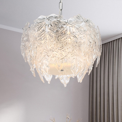 Globe Clear Textured Glass Hanging Lamp Simple 6 Heads Chandelier Light Fixture for Bedroom