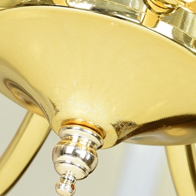 Gold 6 Heads Chandelier Light Traditional Crystal Sputnik Hanging Light Kit with Bird and Flower Decoration