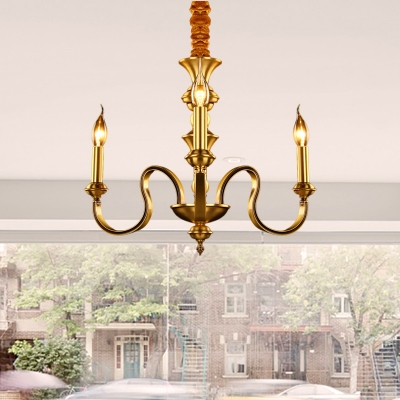 Gold Starburst Chandelier Lamp Colonial 3/5/6 Heads Metal Hanging Ceiling Light for Living Room
