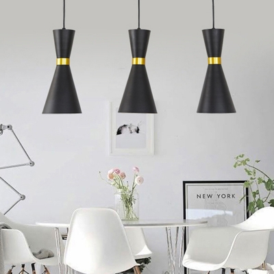 Hourglass Metal Hanging Lamp Modernism 1 Head Black/White Ceiling Pendant Light