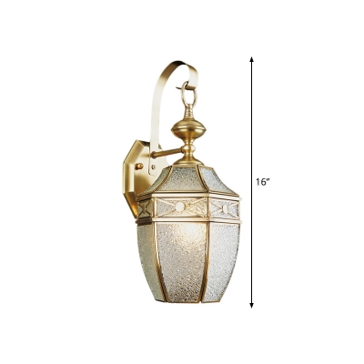 Lantern Metal Wall Sconce Traditional 1 Bulb Outdoor Wall Lighting Fixture in Brass