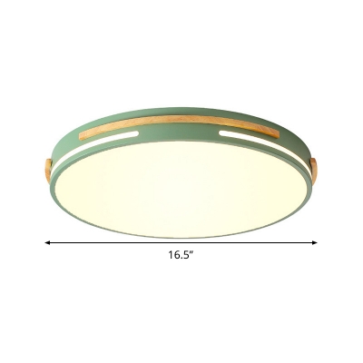 Metal Disk Flush Mount Lighting Macaron White/Gray/Green LED 16.5