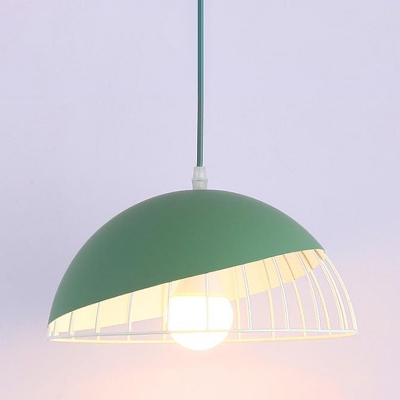 Metal Hemisphere Pendant Light Modernist 1 Head Black/Blue/Green Ceiling Suspension Lamp