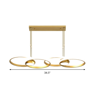 Metal Ring Chandelier Pendant Light Postmodern Gold LED Suspension Light in Warm/White Light