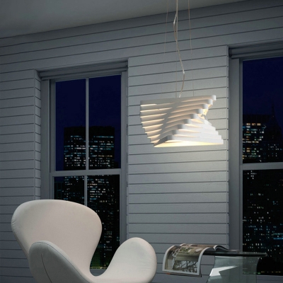 Metal Spiral Pendant Lighting Modernist 1 Bulb Hanging Ceiling Light in White for Balcony