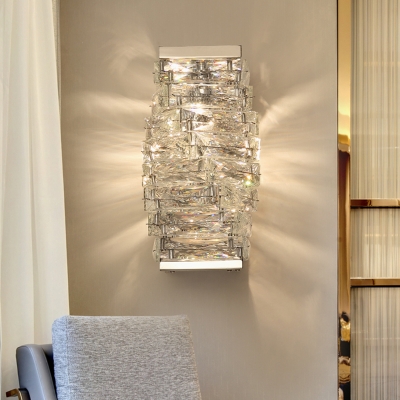 Minimalist 1 Bulb Sconce Light Geometric LED Wall Mount Lighting with Clear Crystal Glass Shade