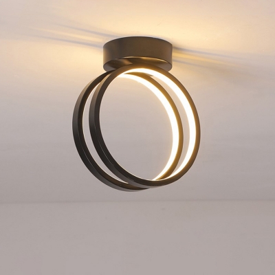 Ring Acrylic Ceiling Mounted Light Simple Black/White LED Flush Light in Warm/White/3 Color Light