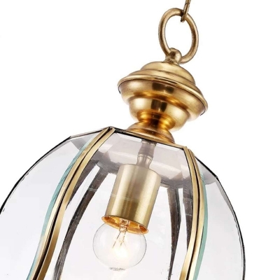 Single Bulb Bell Pendant Lamp Retro Clear Glass Hanging Light Fixture for Living Room