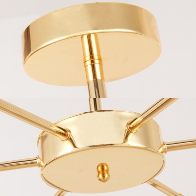 Sputnik Metal Ceiling Chandelier Modern 6/8 Lights Gold Hanging Ceiling Light, Warm/White Light