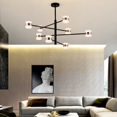 Sputnik Metal Pendant Light Fixture Modernism 4/6/8 Lights Black Hanging Lamp, Warm/White Light