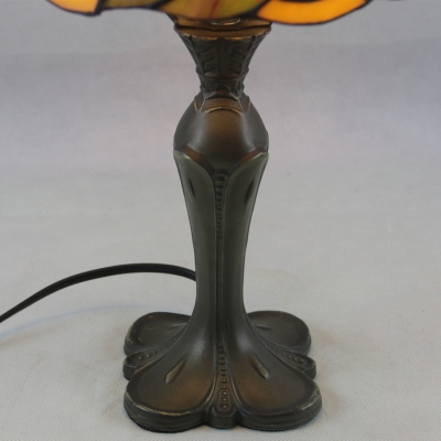 Stained Glass Antique Brass Table Light Rose 1 Head Tiffany Reading Light for Bedside