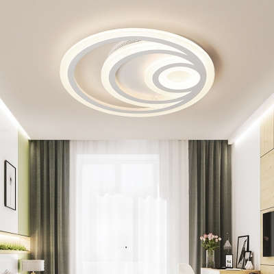 White Oval Flush Light Fixture Modernism Acrylic LED Ceiling Lighting in Warm/White/3 Color Light, 16