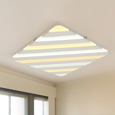 White Square Ceiling Light Fixture Simple Style Acrylic LED Flush Mount Lighting, 19.5