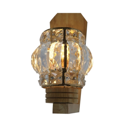 1 Bulb Wall Light Sconce Traditional Living Room Wall Lighting Fixture with Square/Globe Clear Crystal Shade
