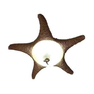 3 Bulbs Starfish Ceiling Mount Traditional Beige Frosted Glass Flush Light Fixture