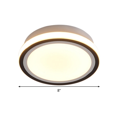 Black Round/Square Ceiling Flush Light Minimalist Metal LED Corridor Flush Light Fixture in White/3 Color Light