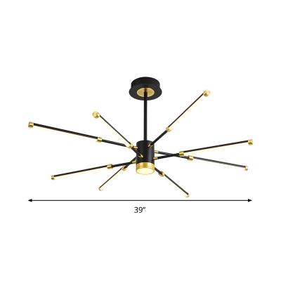 Black Sputnik Hanging Chandelier Modern 6/8 Lights Metal Suspension Light in Warm/White Light