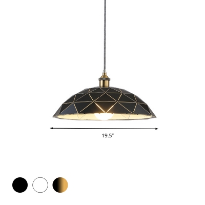 Black/White Dome Pendant Ceiling Light Industrial Metal 1 Light Living Room Hanging Lamp, 13