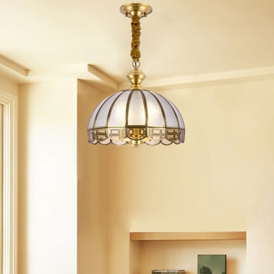 Bubble Glass Brass Hanging Light Scallop 1 Light Vintage Down Lighting Pendant for Living Room