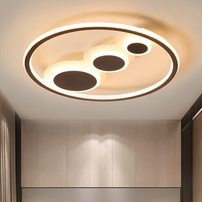 Circle Acrylic Flush Light Fixture Modernism Coffee 18.5