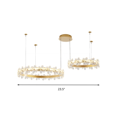 Circular Chandelier Lamp Modernism Crystal LED Gold Suspended Lighting Fixture for Living Room